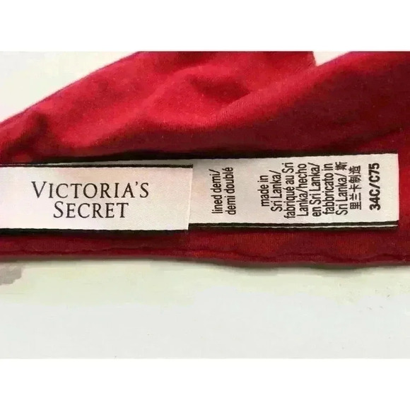 Victoria's Secret Body by Victoria Lined Demi bra 34C underwire red lace - Picture 9 of 12